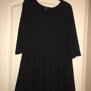 Black H&M Fit and Flare 3/4 sleeve dress size 14